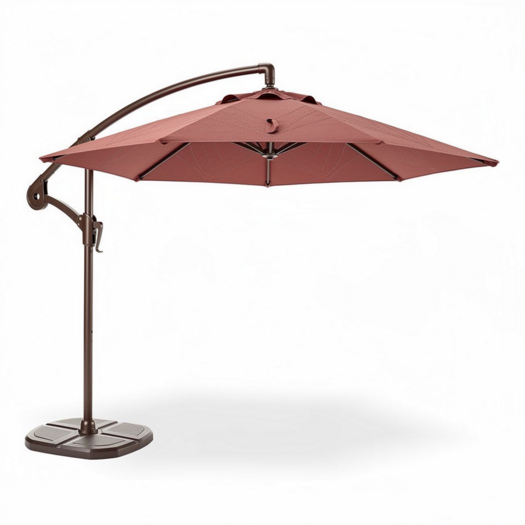 Hangende parasol 300 x 300 x 250cm in bordeaux met aluminium frame