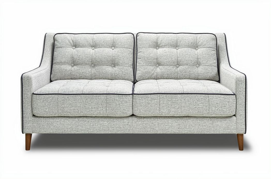 Tweed bank met tuimelzitting en houten poten 180 x 80 x 75cm