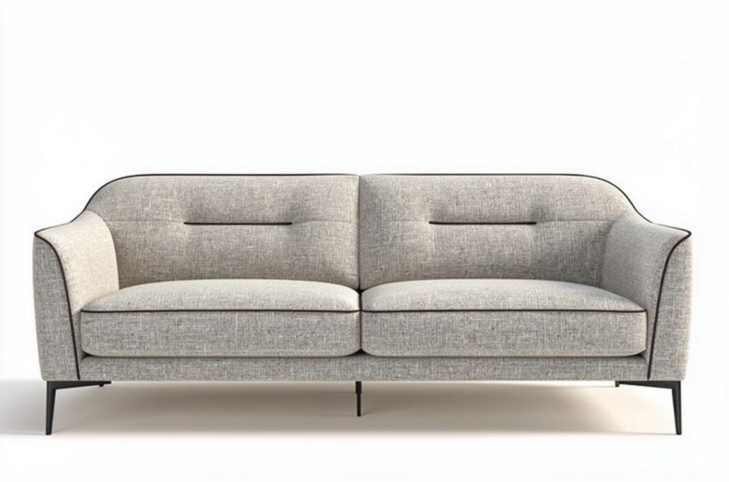 Tweed bank met metalen poten en royale zithouding 180 x 90 x 85cm