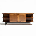 Houten tv-meubel met opbergruimte en metalen poten 120 x 40 x 50cm