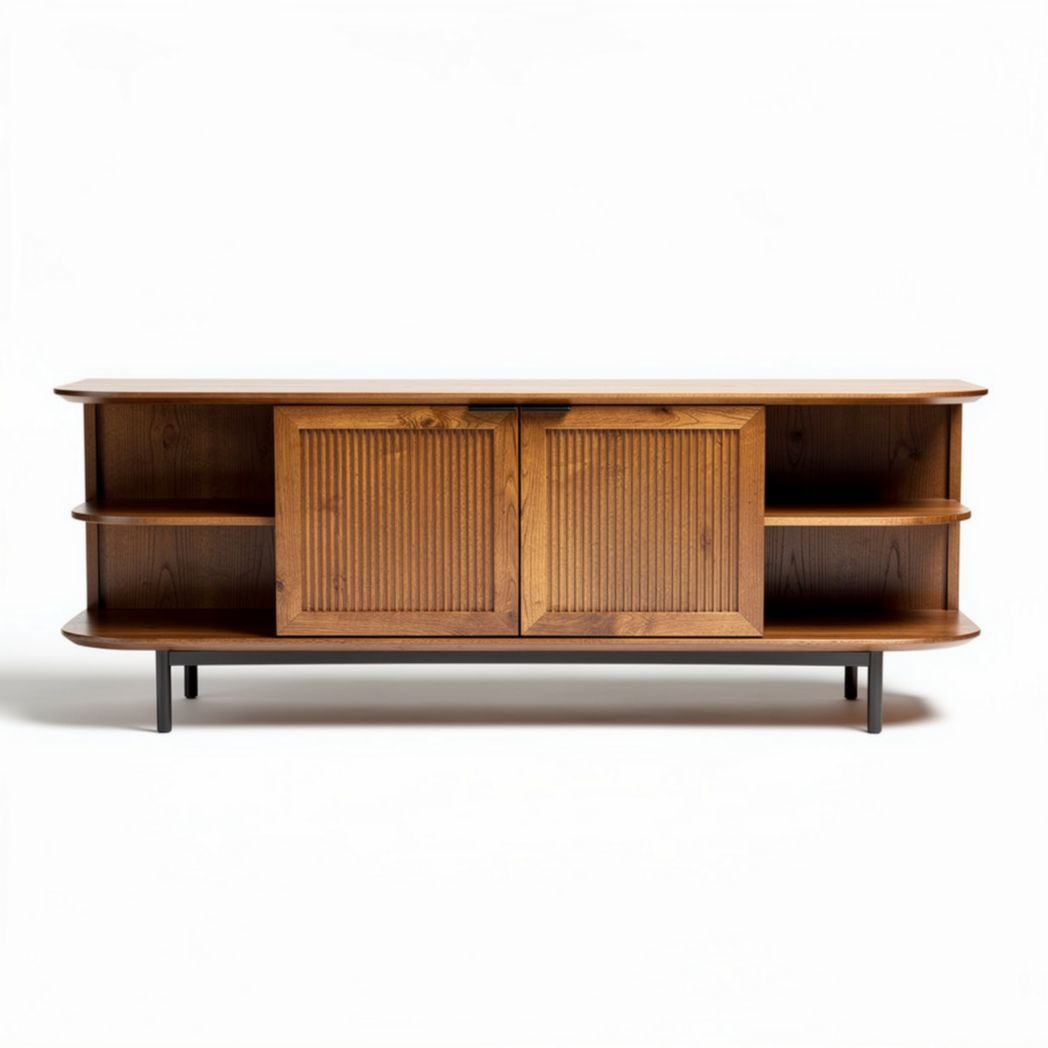 Houten tv-meubel met opbergruimte en metalen poten 120 x 40 x 50cm