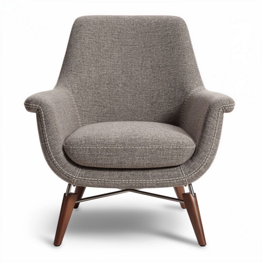 Stoel met stoffen bekleding en houten poten 80 x 80 x 85cm grijs