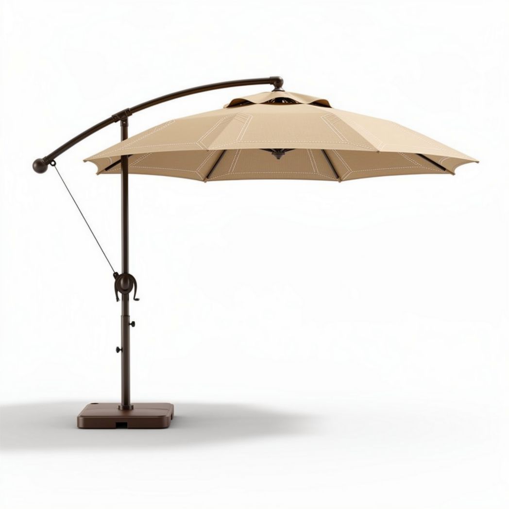 Parasol met een verstelbare arm in beige 250 x 250 x 250 cm van aluminium