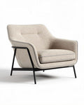 Lichte stoffen fauteuil met zwart metalen frame 80 x 80 x 85cm