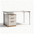 Bureau met ladeblok van hout en metaal in wit 150 x 75 x 75cm